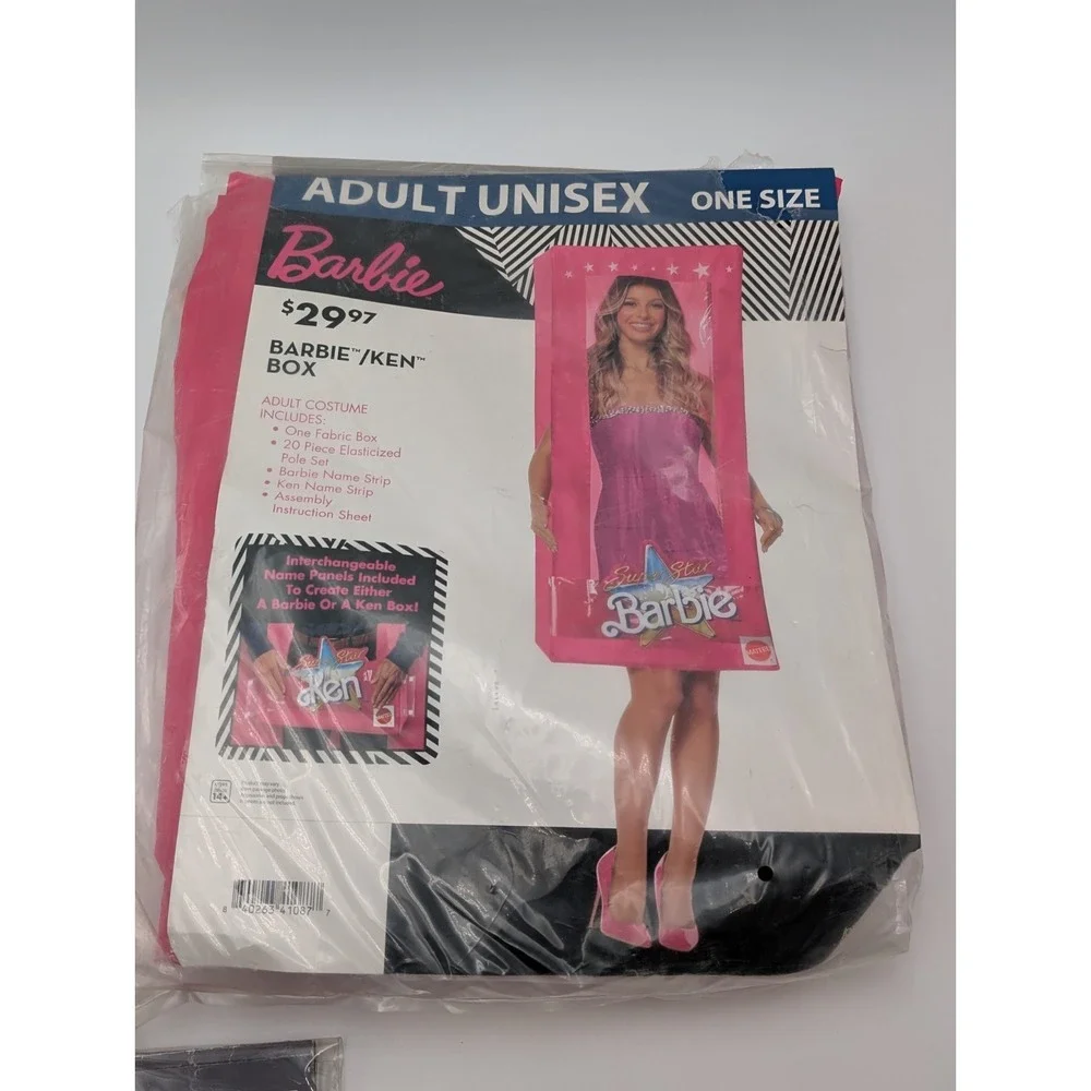 Barbie Box Halloween Costume Adult One Size‎ Pink White Fabric Box New